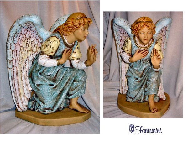 Angel Blue Kneeling Statue By Fontanini Nativity Sculptures Religious